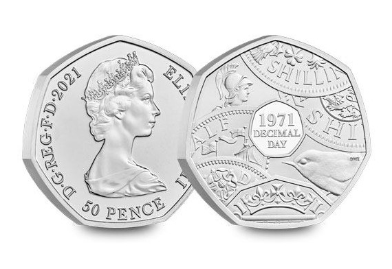 2021 Decimal Day 50p from the 2021 Annual Set featuring Arnold Machin portrait