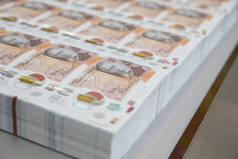 Production of the new King Charles III £10 banknotes
Credit: Bank of England Flickr