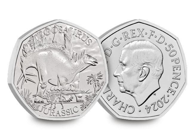 Stegosaurus 50p obverse and reverse