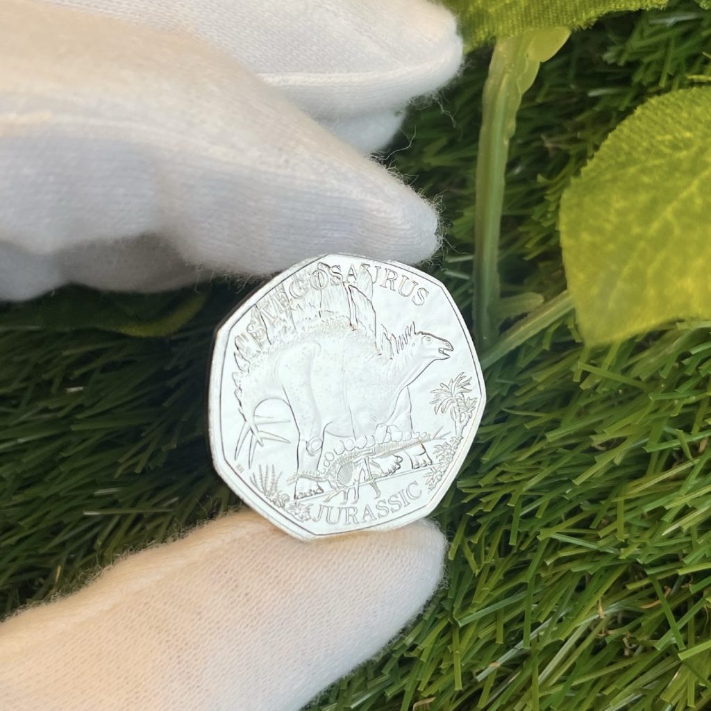 2024 UK Stegosaurus 50p in hand