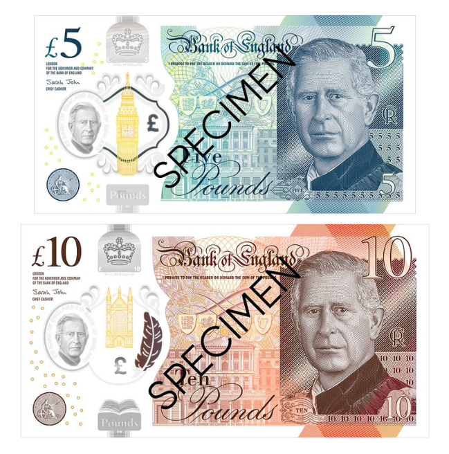 King Charles III £5 and £10 notes
