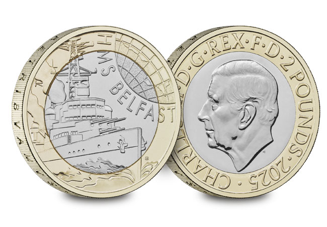 HMS Belfast £2 reverse and obverse
