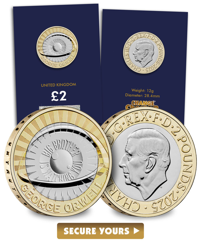 George Orwell £2 coin in Change Checker display cards