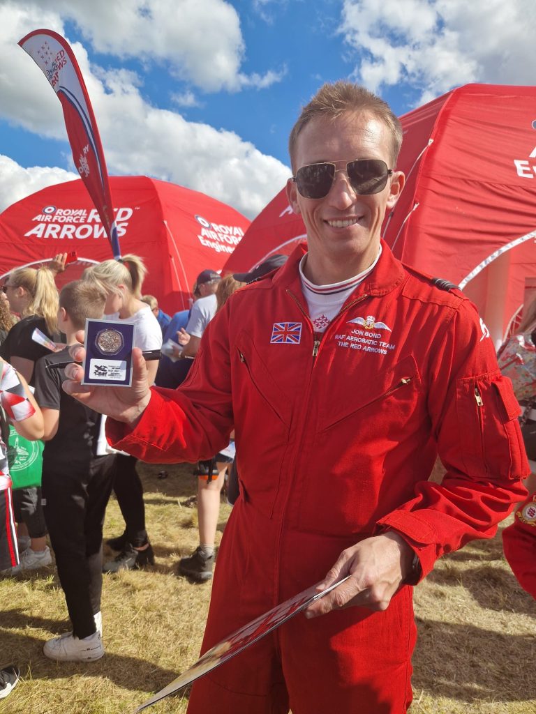 'Red One' Jon Bond with the D-Day 50p at RIAT 2024