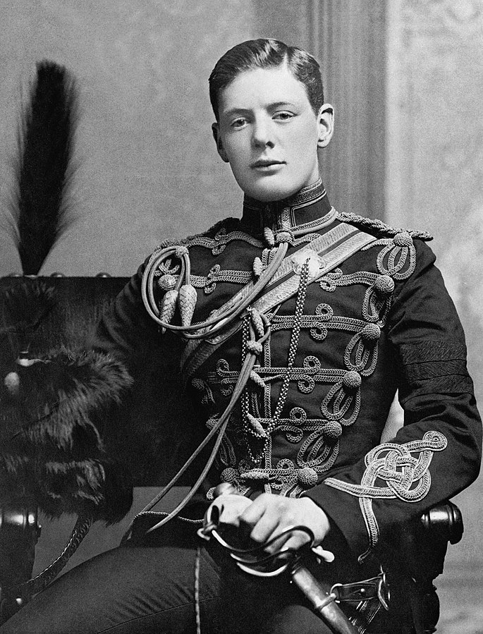 Winston Churchill aged 21 in 1895 in the military uniform of a hussar