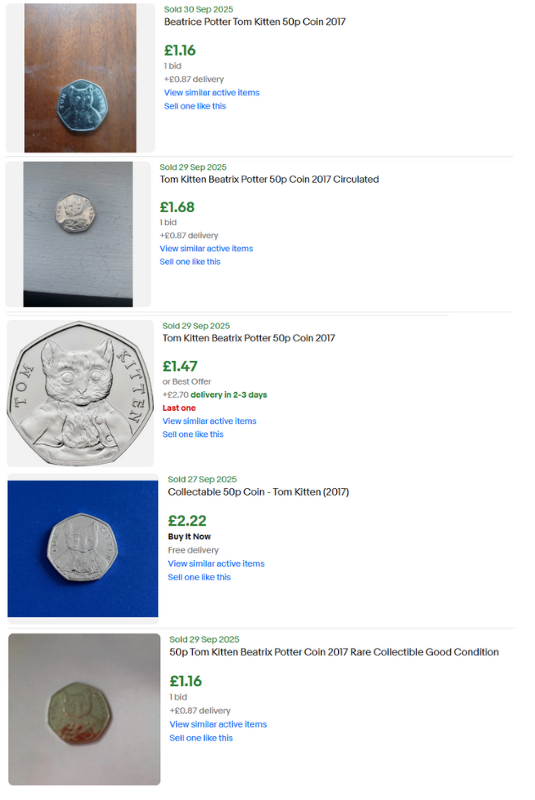eBay Listings for Tom Kitten 50ps