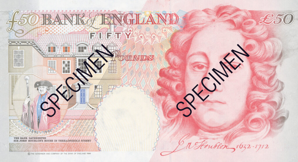 Back of the Houblon £50 note