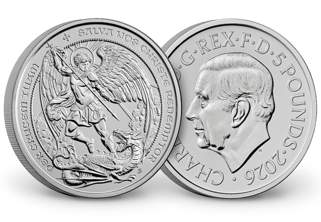 Obverse & Reverse of the The 2026 Angel UK £5 Coin